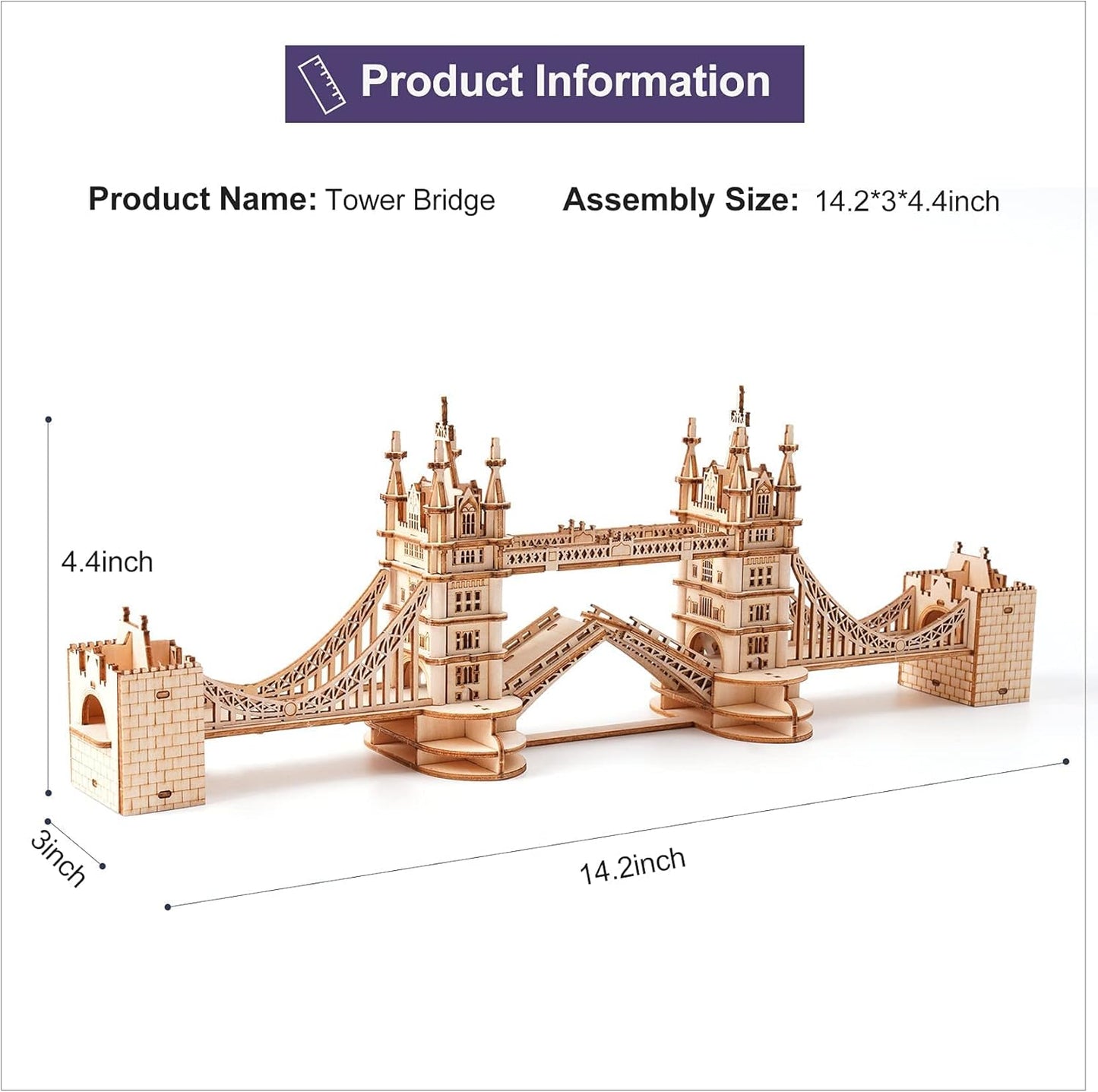 Puzzle 3D en bois – Tower Bridge (Londres) – 113 pièces – 14+