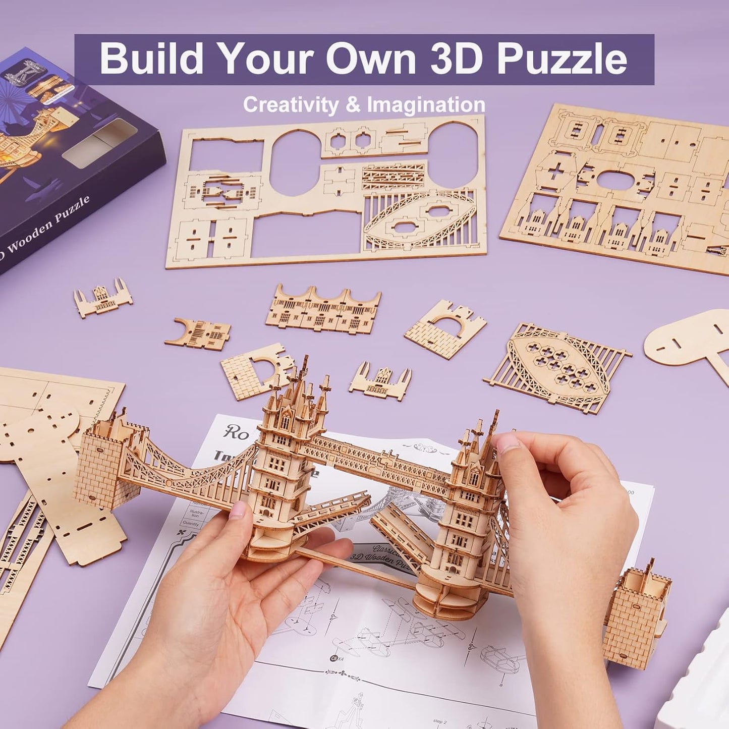 Puzzle 3D en bois – Tower Bridge (Londres) – 113 pièces – 14+