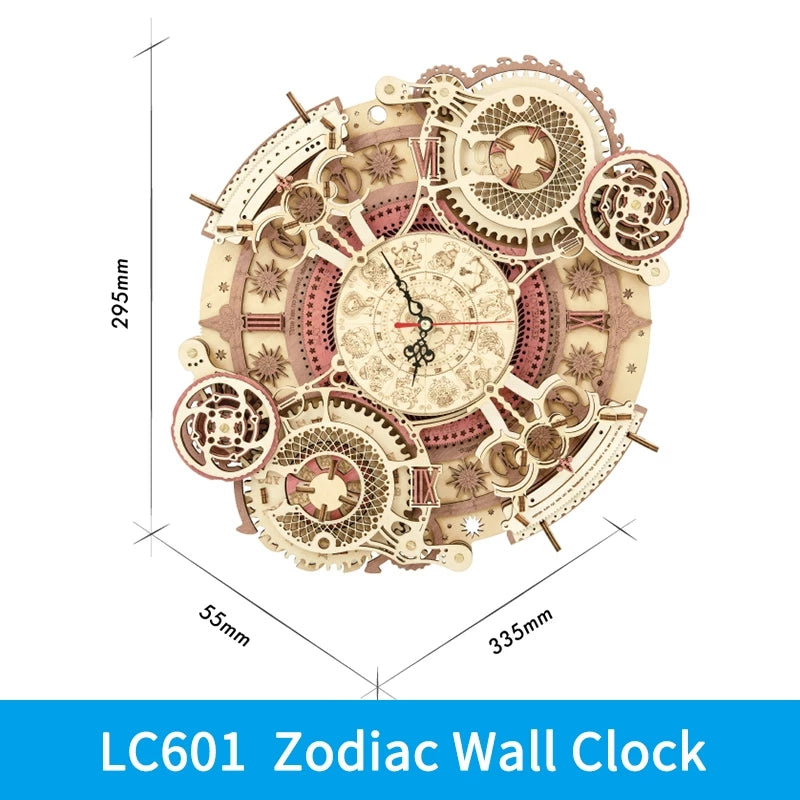 Horloge murale 3D en bois – Zodiaque – 168 pièces – 12+