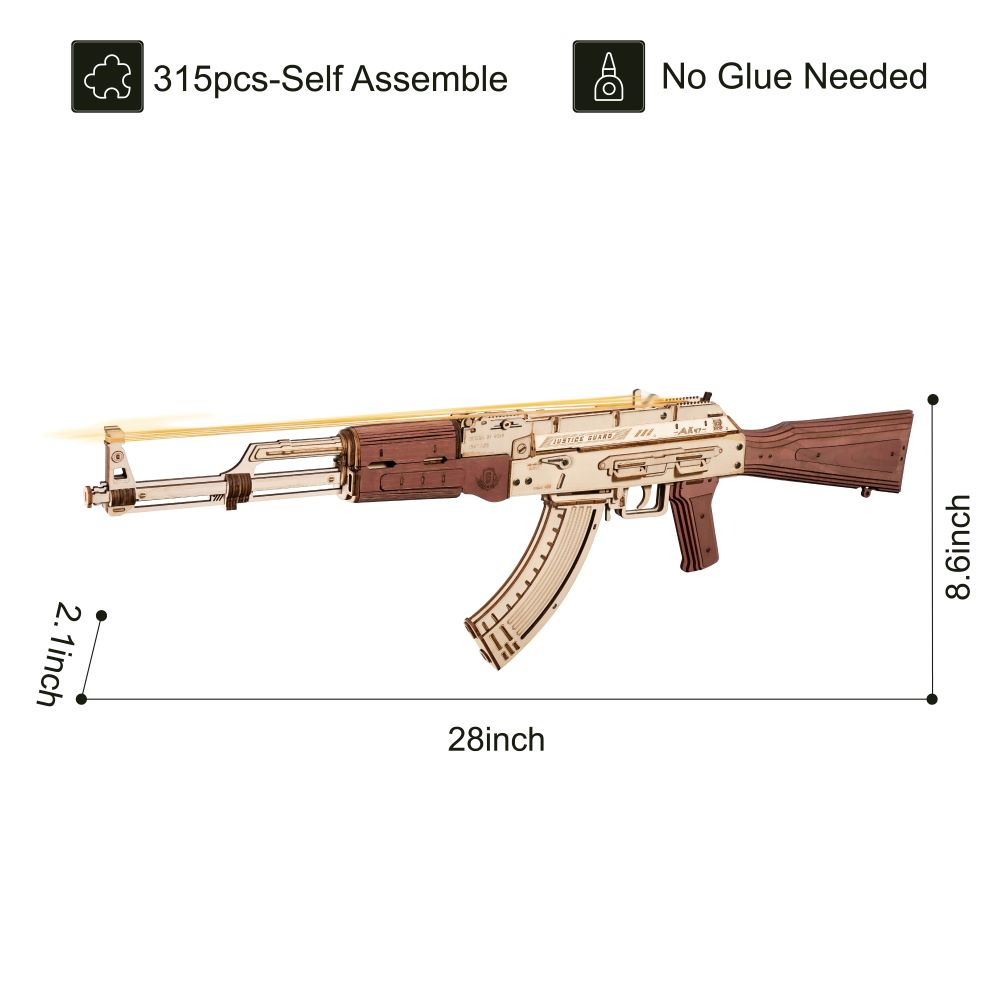 Puzzle 3D en bois – Fusil automatique AK-47 – 315 pièces – 14+