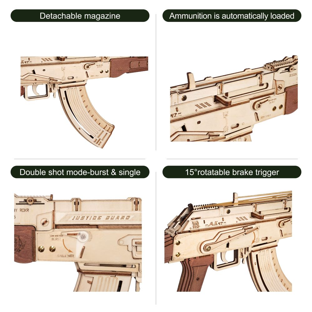 Puzzle 3D en bois – Fusil automatique AK-47 – 315 pièces – 14+