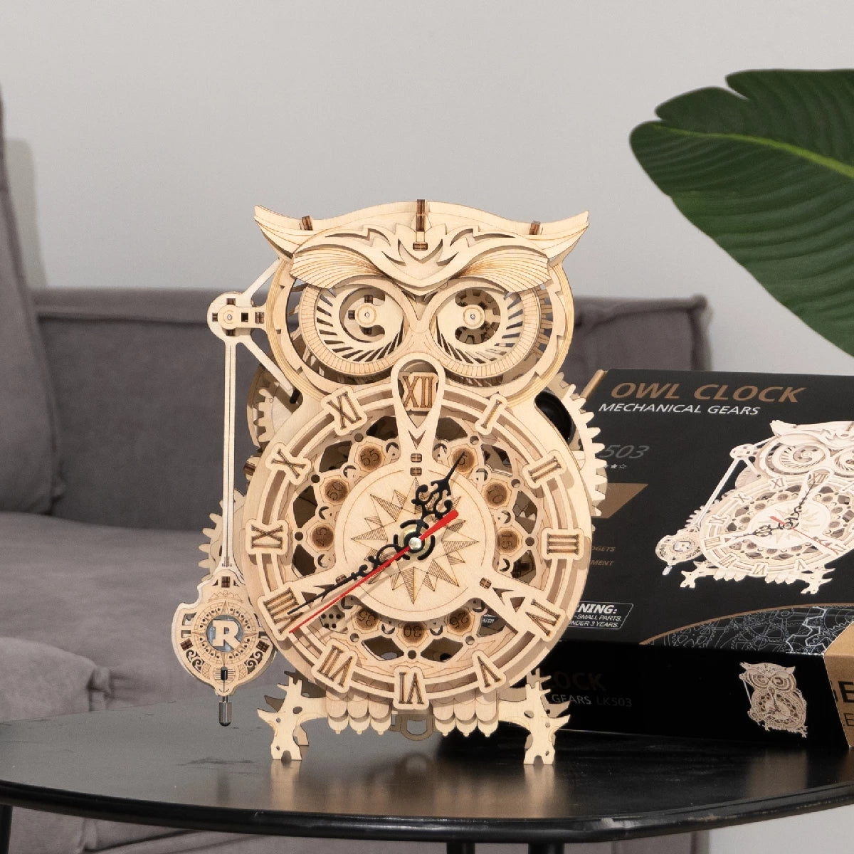 Horloge Hibou DIY 3D – Kit en bois – 161 pièces – 14+