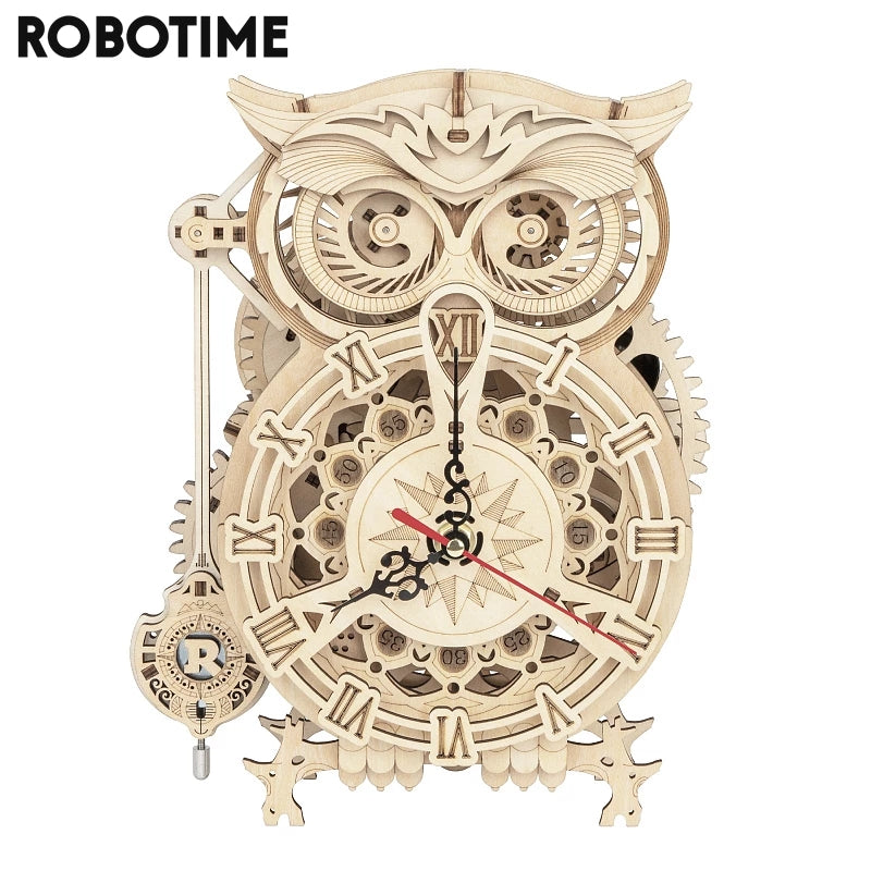 Horloge Hibou DIY 3D – Kit en bois – 161 pièces – 14+