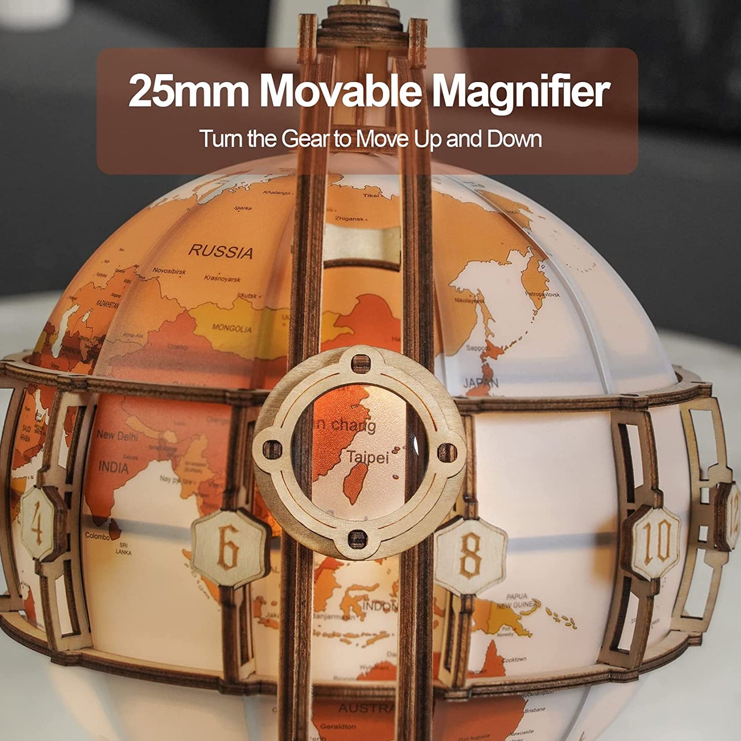 Globe lumineux 3D en bois – 180 pièces – 14+