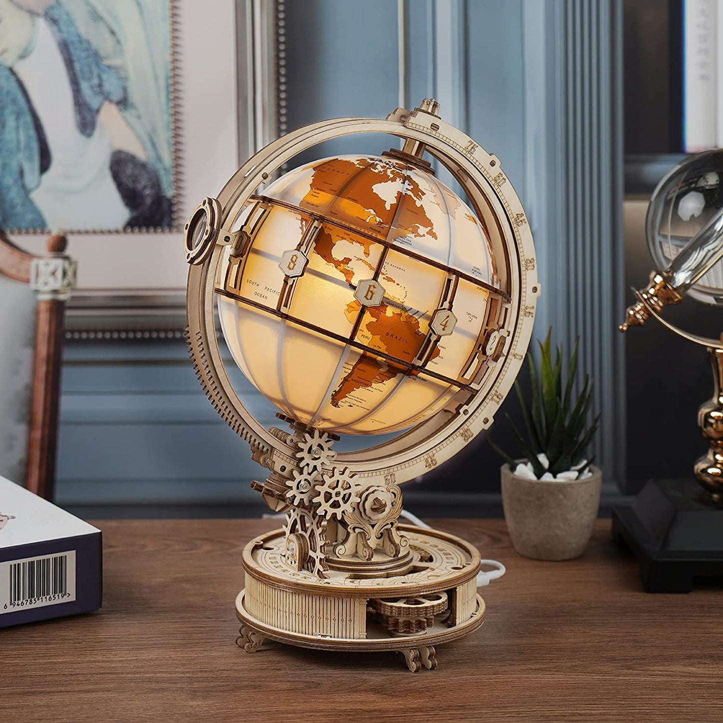 Globe lumineux 3D en bois – 180 pièces – 14+