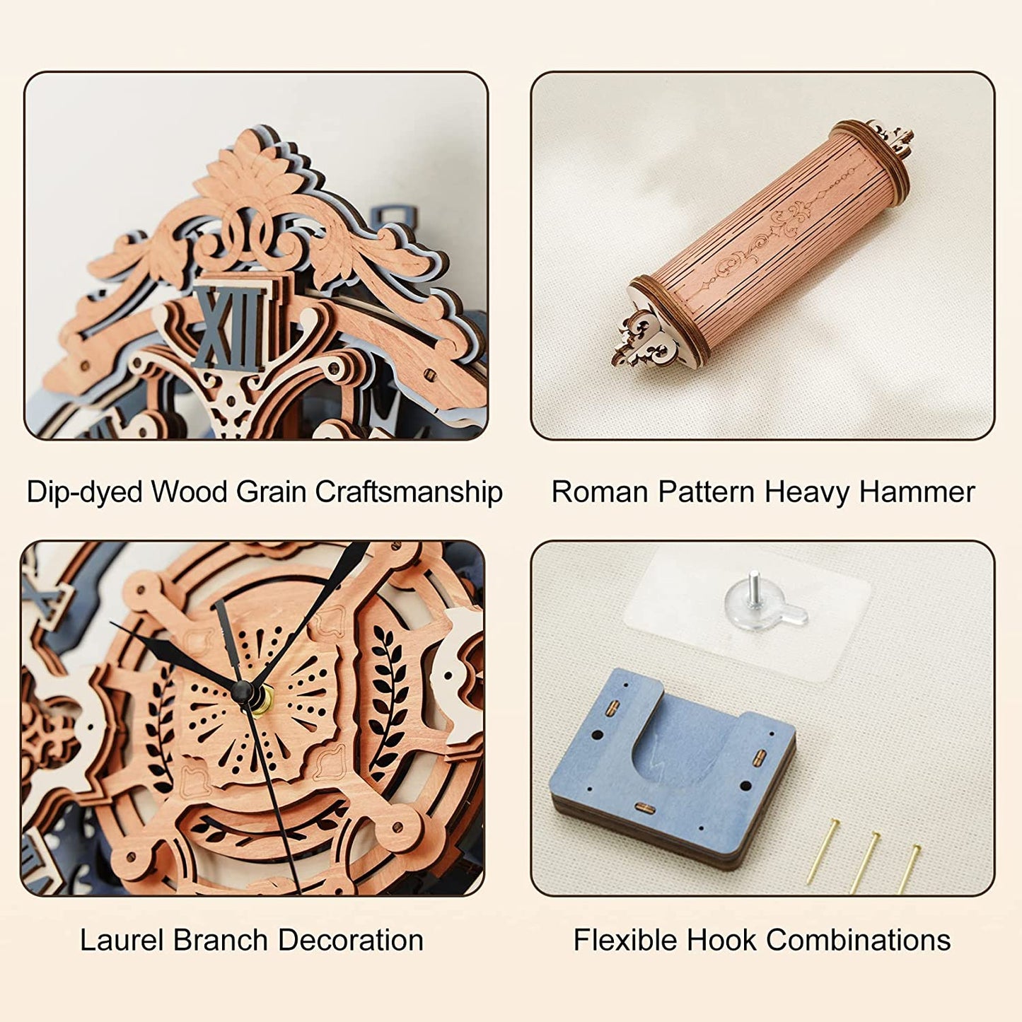 Puzzle 3D en bois – Horloge romantique – 231 pièces – 14+