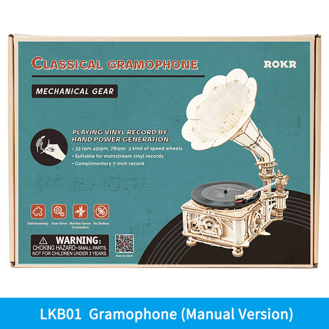 Puzzle 3D en bois – Gramophone classique – 424 pièces – 14+