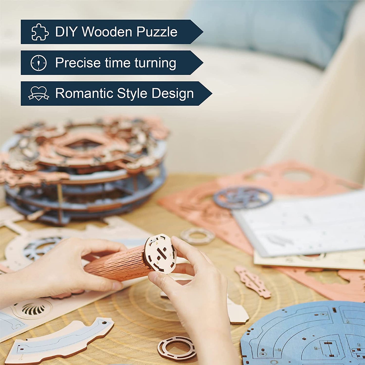 Puzzle 3D en bois – Horloge romantique – 231 pièces – 14+
